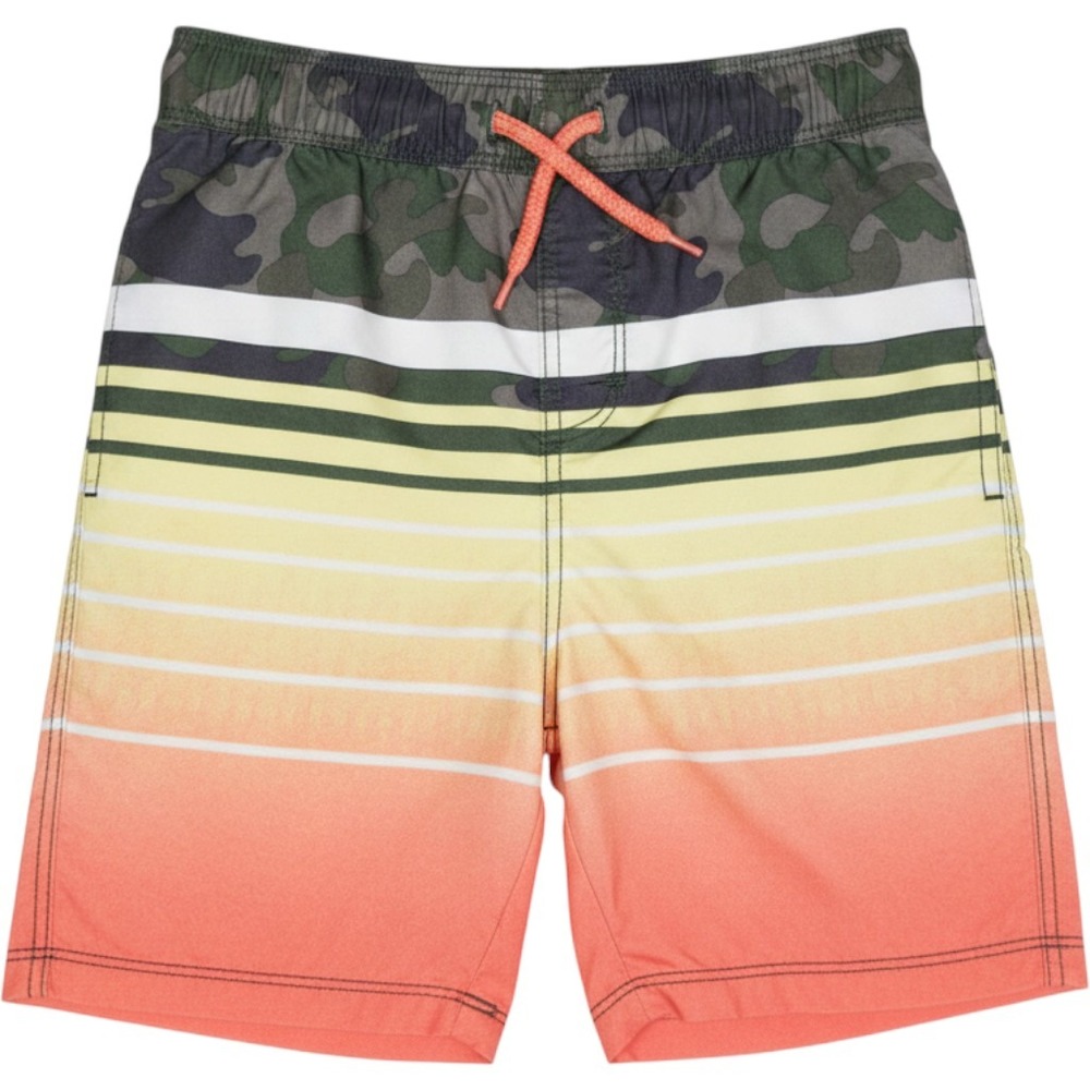 Old Navy Boys Swim Trunks 5T Camo Sunset Striped Board Shorts Orange Green